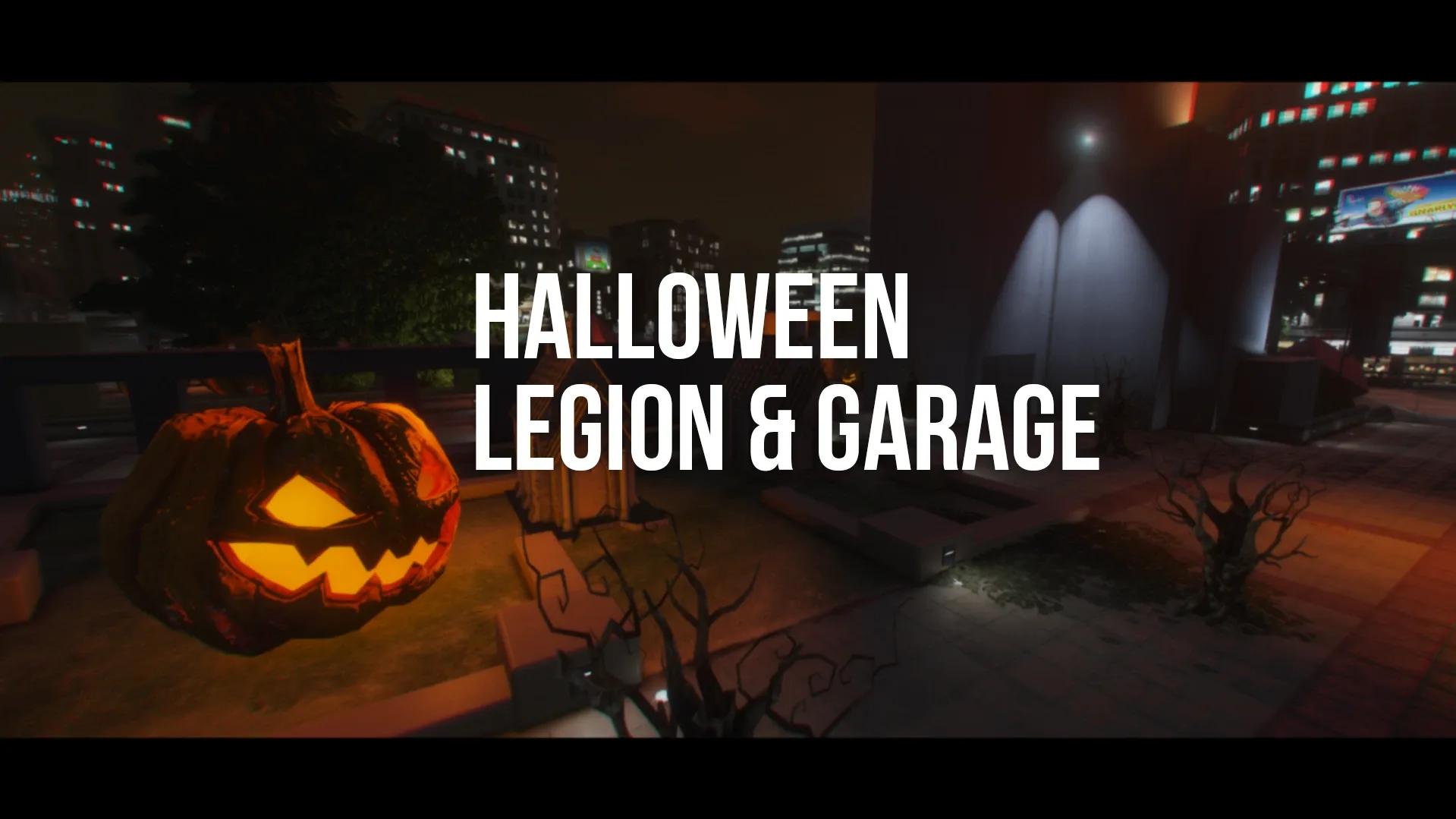 Halloween Legion & Garage FiveM map cover with a glowing jack-o'-lantern